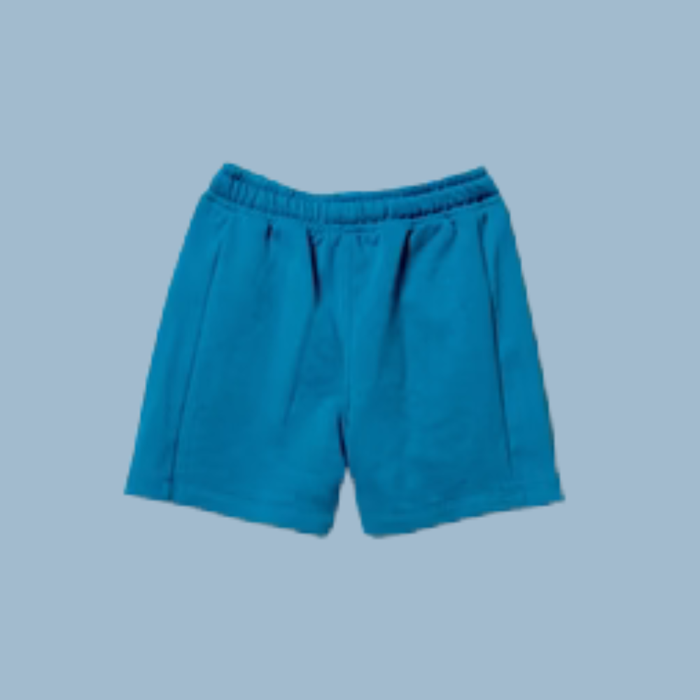 Blue Fleece Shorts with Ribbed Panels | 2-14 YRS